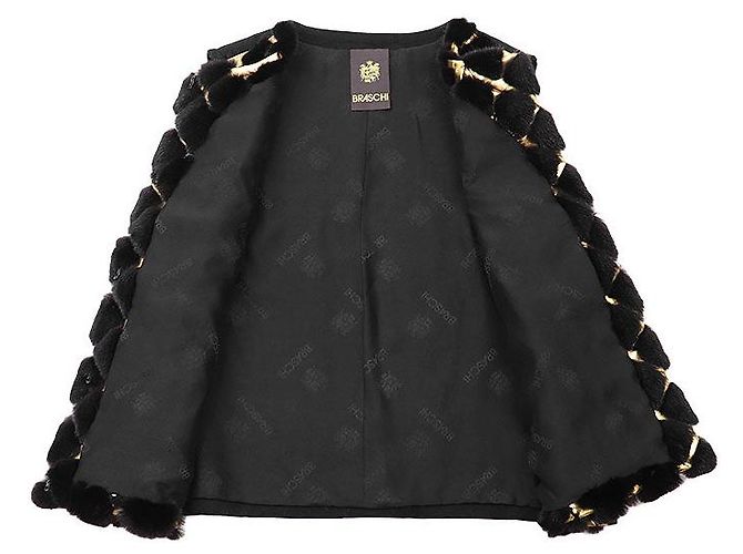 Autre Marque Chaleco de piel de visón BRASCHI Loro Piana NAFA Dorado Bronce Marrón oscuro - vista 8