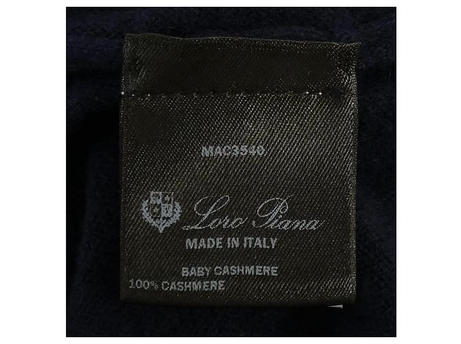 Autre Marque Loro Piana Superlight Rundhalspullover 100% Baby Cashmere Blau Marineblau - Ansicht 3