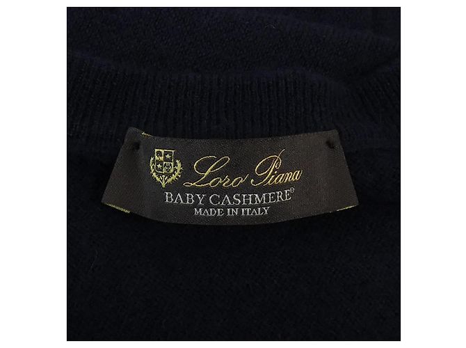 Autre Marque Loro Piana Superlight Rundhalspullover 100% Baby Cashmere Blau Marineblau - Ansicht 4