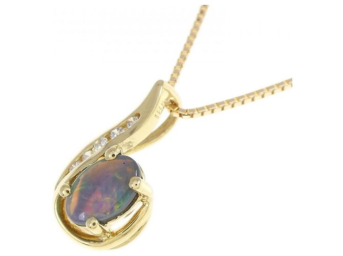 Autre Marque Collana con Diamanti e Opale Nera Au750 Nero - vista 3