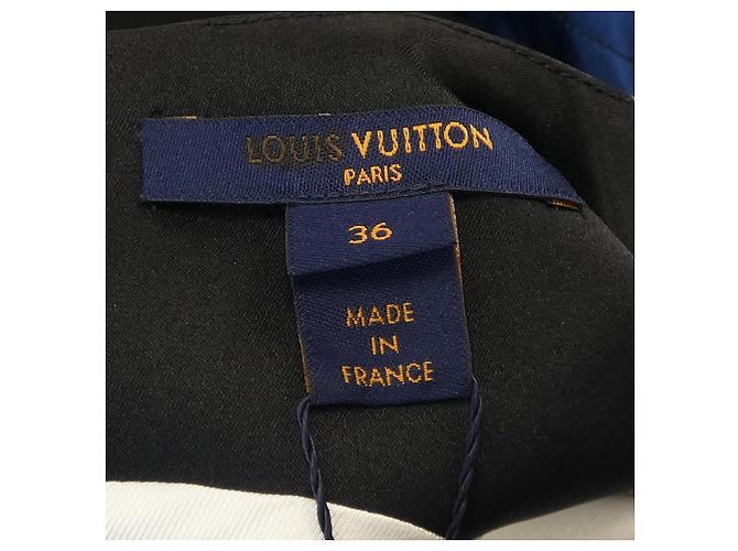 Vestido de seda Louis Vuitton FIDR53SAL Negro Blanco Azul - vista 5