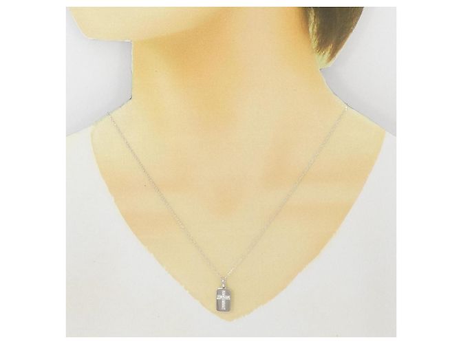 Autre Marque Collana con Croce in Diamanti in Oro Bianco Au750 Argento - vista 6