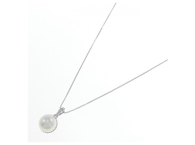 Autre Marque Collana di Perle Akoya 14KWG K18WG Argento - vista 2
