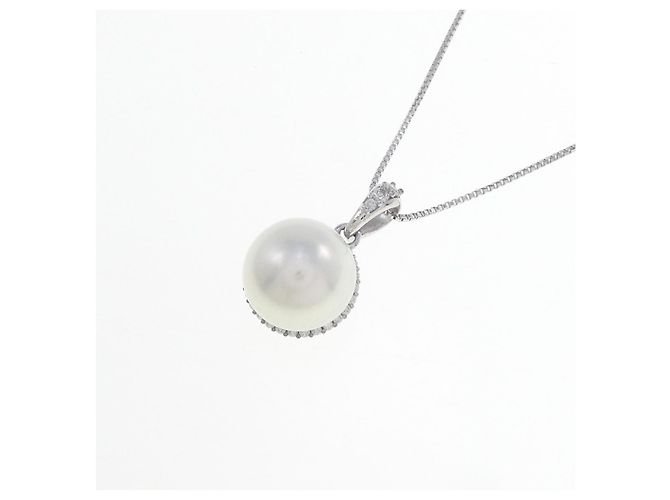 Autre Marque Collana di Perle Akoya 14KWG K18WG Argento - vista 3