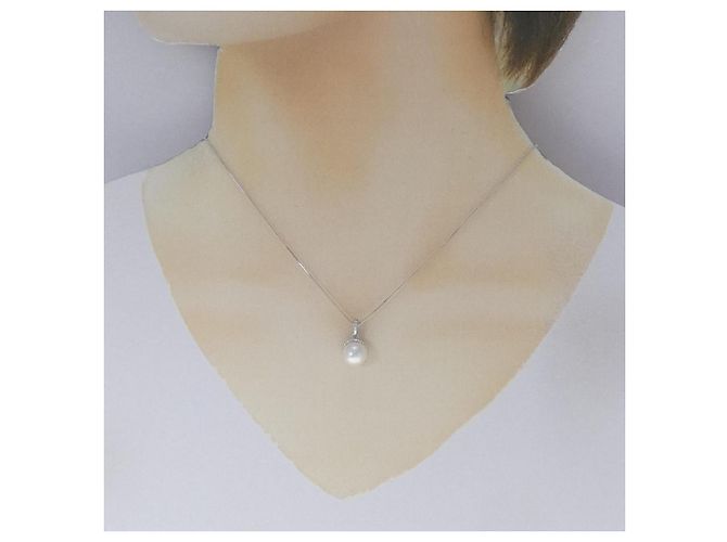 Autre Marque Collana di Perle Akoya 14KWG K18WG Argento - vista 6