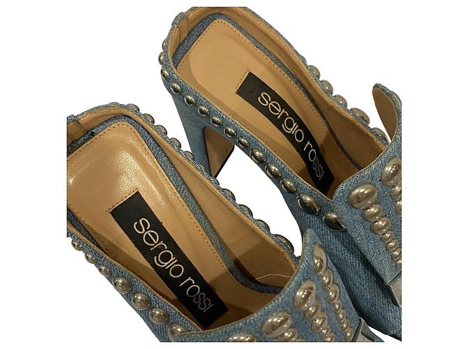 Autre Marque Sandali Sergio Rossi SR1 Denim Blu - vista 7