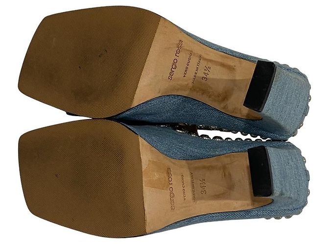 Autre Marque Sandali Sergio Rossi SR1 Denim Blu - vista 9