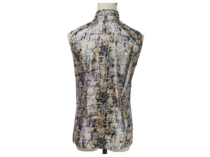 Timeless Camicetta senza maniche in seta Chanel Choupette Coco Mark Marrone - vista 4