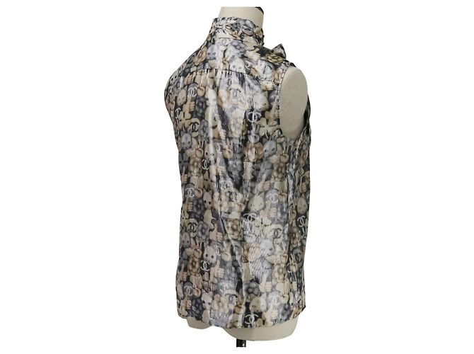 Timeless Camicetta senza maniche in seta Chanel Choupette Coco Mark Marrone - vista 5