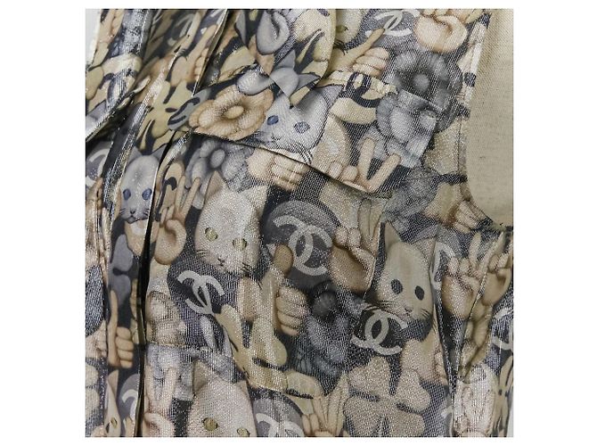Timeless Camicetta senza maniche in seta Chanel Choupette Coco Mark Marrone - vista 8