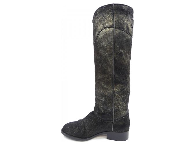 Timeless Botas altas de pelo de becerro Chanel Negro - vista 2