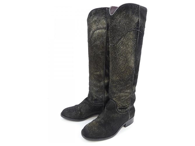 Timeless Botas altas de pelo de becerro Chanel Negro - vista 3