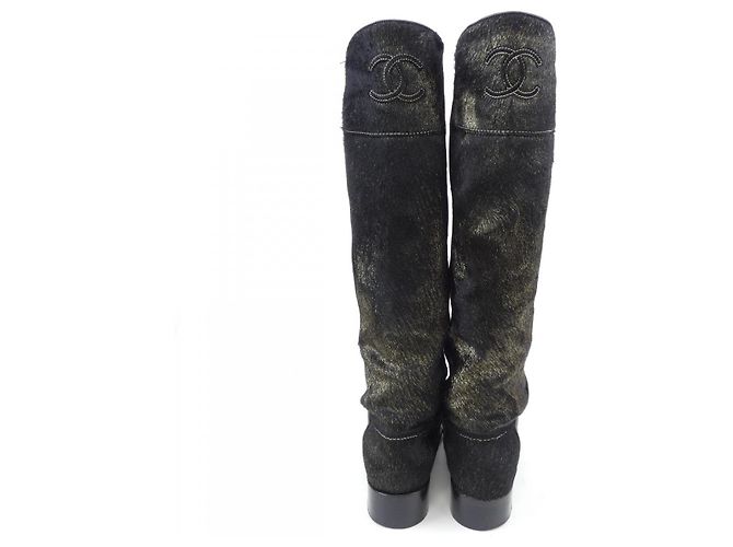 Timeless Botas altas de pelo de becerro Chanel Negro - vista 5