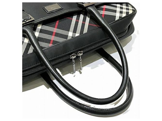 Borsa Tote Burberry Black Label in nylon e pelle nera Nero - vista 9
