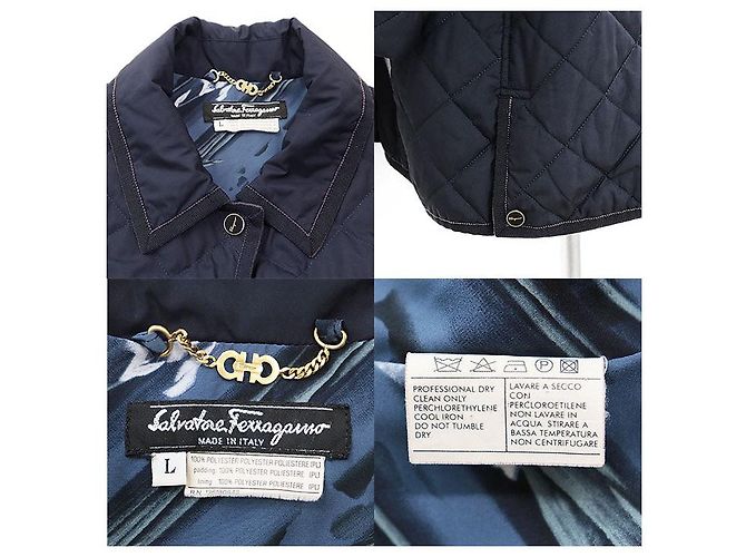 Polyestermantel Salvatore Ferragamo Blau Marineblau - Ansicht 10