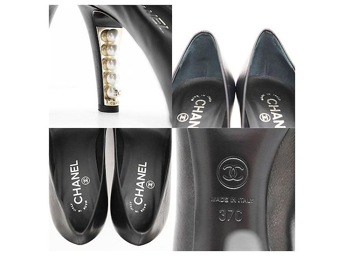 Timeless Chanel Perlenleder-Pumps Schwarz - Ansicht 10