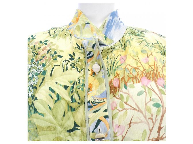 Camicia a maniche corte in seta Leonard Blu Verde - vista 5