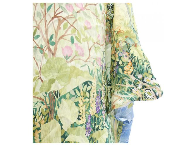 Camicia a maniche corte in seta Leonard Blu Verde - vista 6