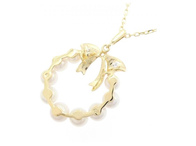 Collana Mikimoto in oro Au750 con perle Akoya e diamanti D'oro - vista 4