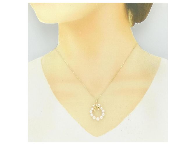 Collana Mikimoto in oro Au750 con perle Akoya e diamanti D'oro - vista 6