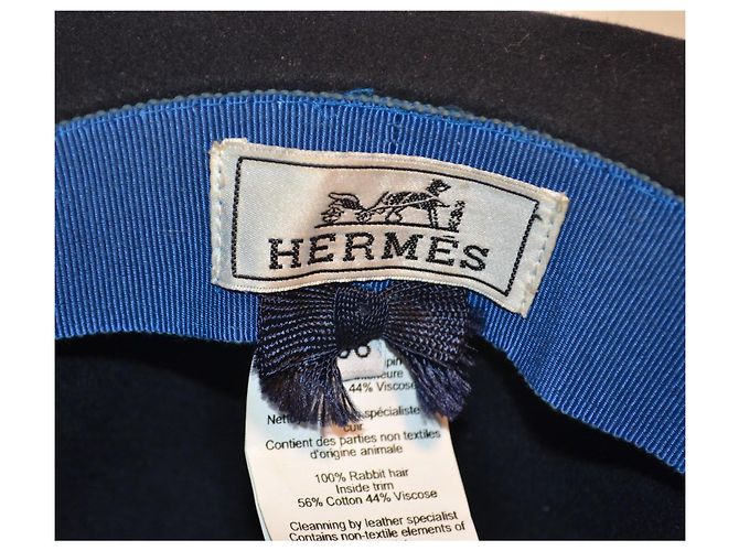 Cappello Hermès in feltro di coniglio blu scuro - vista 7