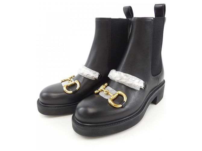 Gucci 17K10 Lederstiefel Schwarz - Ansicht 3