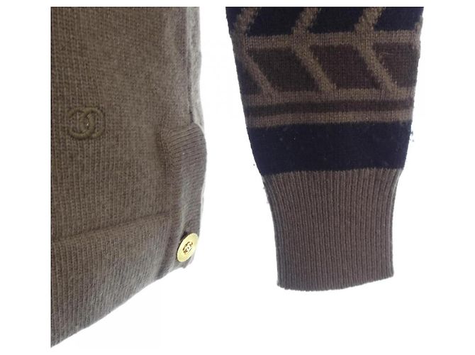 Timeless Chanel 100% Kaschmir Strick Braun Schwarz - Ansicht 6