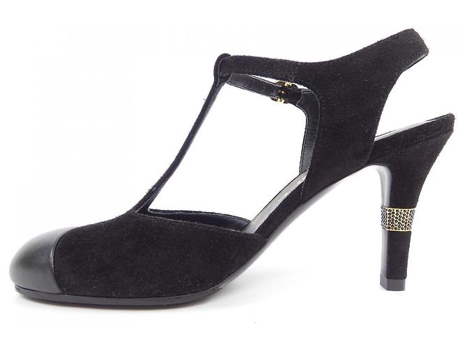 Timeless Chanel G39402Y56129 Sandali in scamosciato e pelle di agnello Nero - vista 2