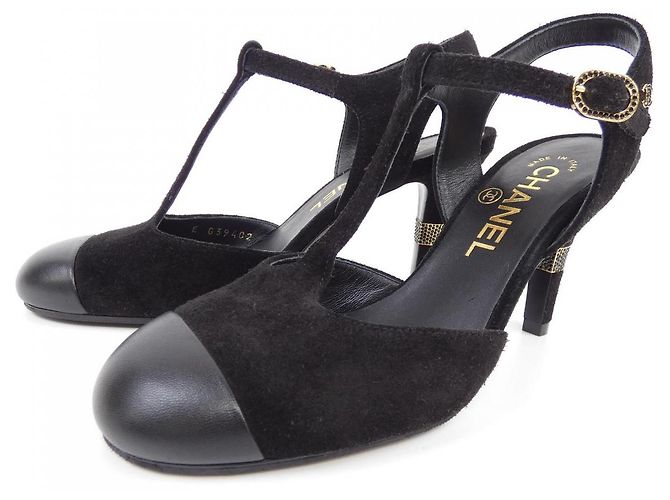 Timeless Chanel G39402Y56129 Sandali in scamosciato e pelle di agnello Nero - vista 3