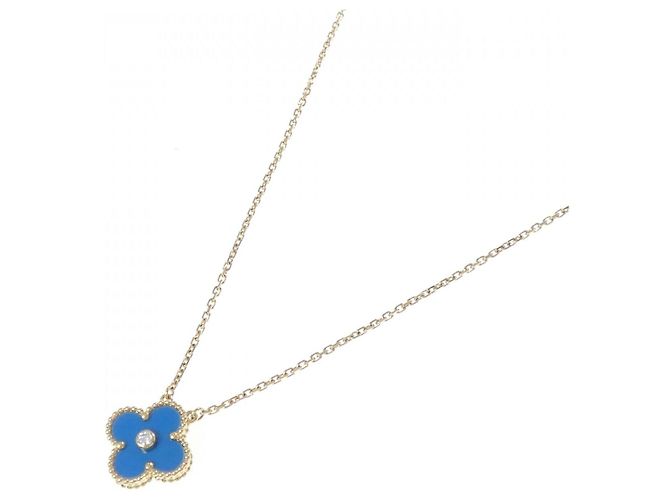 Collana Van Cleef & Arpels Vintage Alhambra 750 Oro Giallo e Diamante D'oro - vista 2