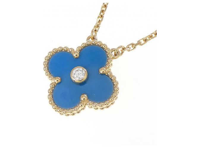Collana Van Cleef & Arpels Vintage Alhambra 750 Oro Giallo e Diamante D'oro - vista 3