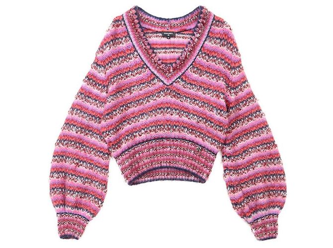 Timeless Chanel Strickpullover aus Alpakamischung Pink - Ansicht 10