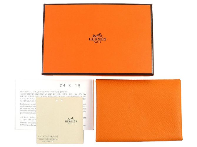 Hermès Tarjetero Hermes Calvi Duo Epsom Naranja - vista 2
