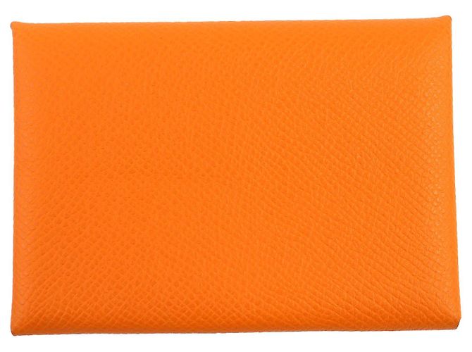 Hermès Tarjetero Hermes Calvi Duo Epsom Naranja - vista 3