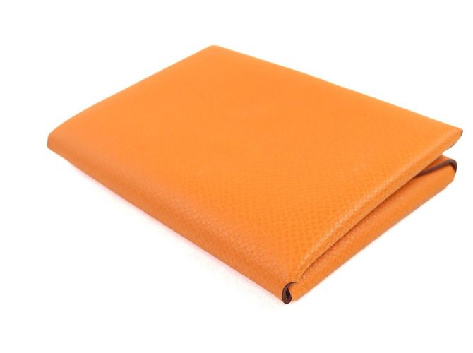 Hermès Tarjetero Hermes Calvi Duo Epsom Naranja - vista 4