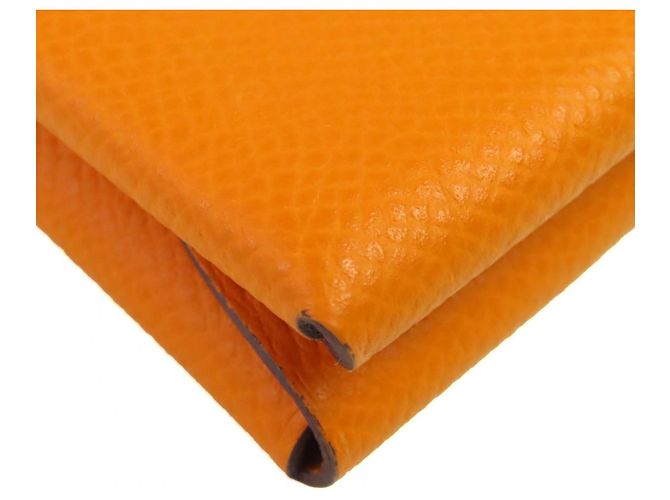 Hermès Tarjetero Hermes Calvi Duo Epsom Naranja - vista 5