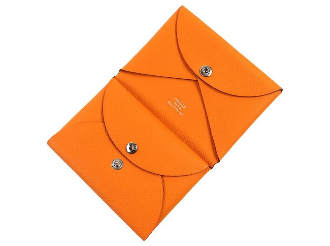Hermès Tarjetero Hermes Calvi Duo Epsom Naranja - vista 6