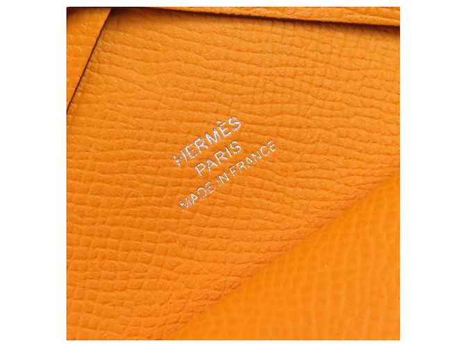 Hermès Tarjetero Hermes Calvi Duo Epsom Naranja - vista 8