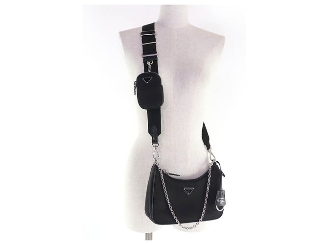 Prada Re-Edition Schultertasche Schwarz - Ansicht 9