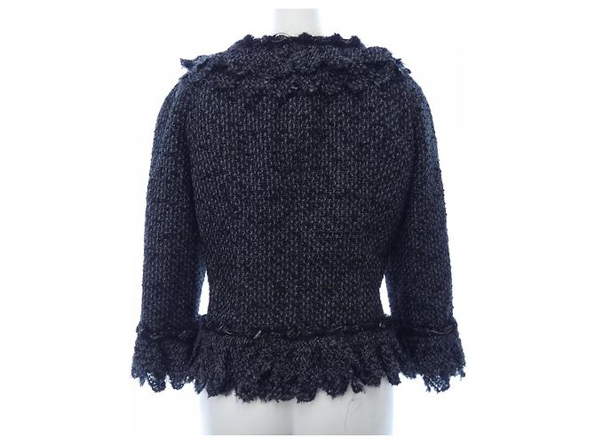 Timeless Chanel Jacke ohne Kragen Schwarz - Ansicht 2