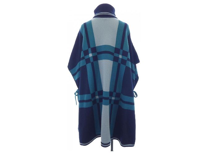 Hermès Hermes 3H2903DO Poncho de Cachemira Azul - vista 2
