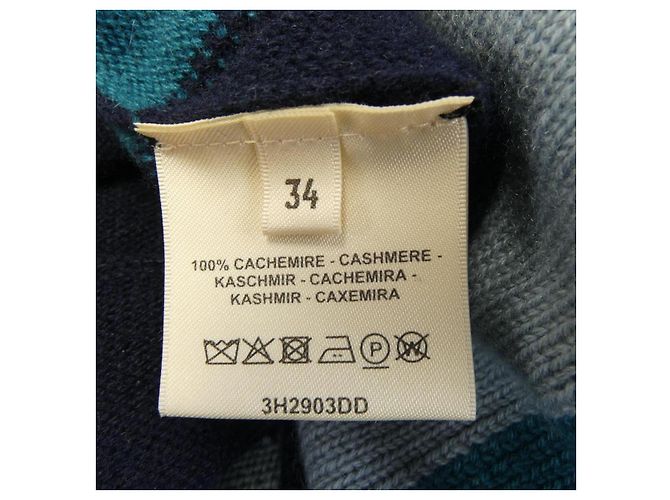 Hermès Hermes 3H2903DO Poncho de Cachemira Azul - vista 3