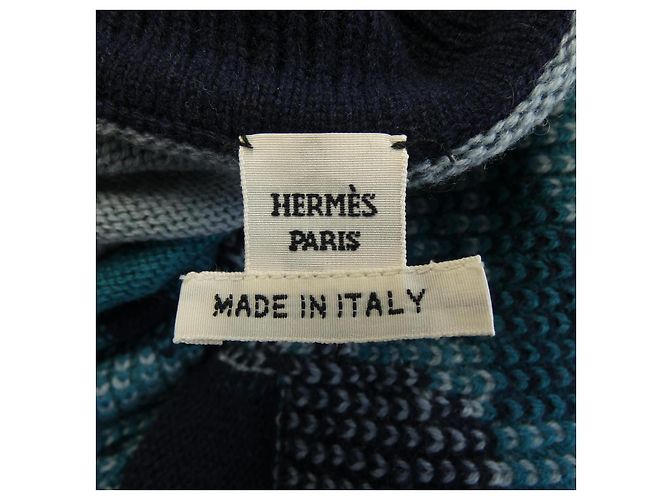 Hermès Hermes 3H2903DO Poncho de Cachemira Azul - vista 4