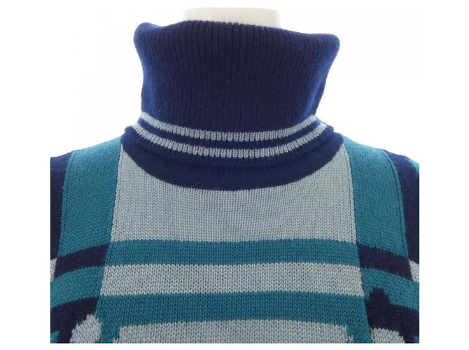 Hermès Hermes 3H2903DO Poncho de Cachemira Azul - vista 5