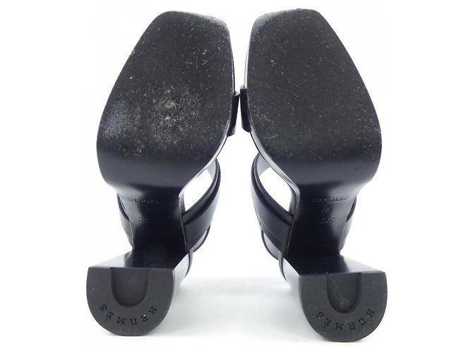 Hermès Hermes Keen Kalbsleder-Sandalen Schwarz - Ansicht 4