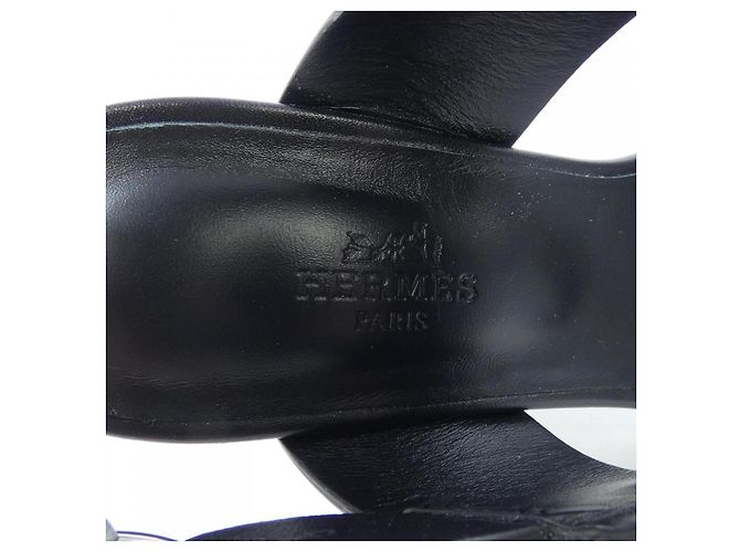 Hermès Hermes Keen Kalbsleder-Sandalen Schwarz - Ansicht 6