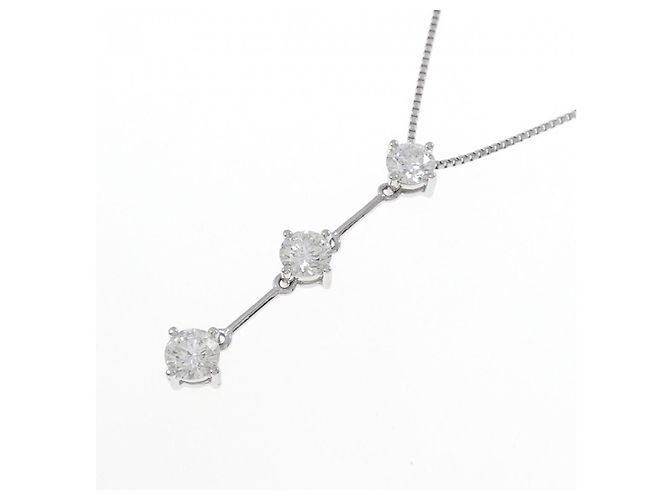 Autre Marque Collana con tre diamanti in Pt850 Argento - vista 3