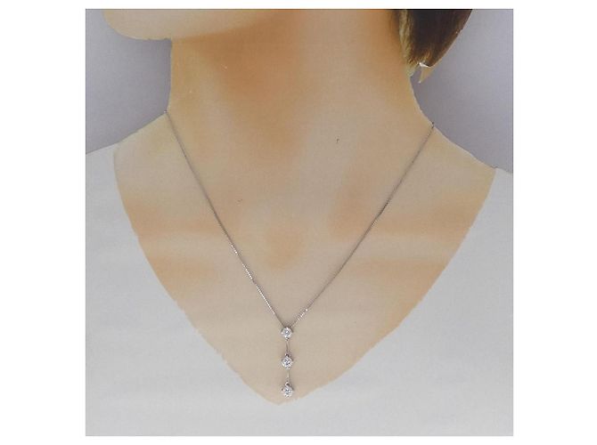 Autre Marque Collana con tre diamanti in Pt850 Argento - vista 6