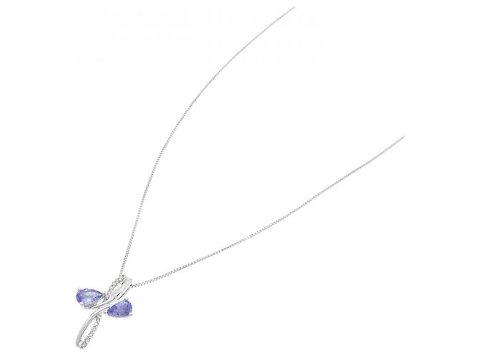 Autre Marque Collana in Tanzanite e Diamanti in Oro Bianco K10 e Platino Porpora - vista 2