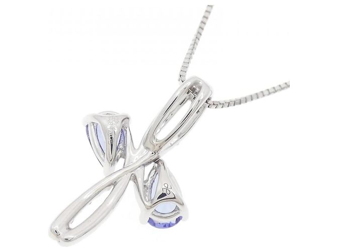 Autre Marque Collana in Tanzanite e Diamanti in Oro Bianco K10 e Platino Porpora - vista 4